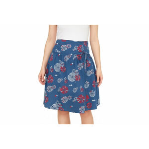 Ben Sherman Blue Skirt Red White Geometric Circle Smocked Cotton Side Tie M